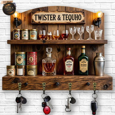 Wand Schlüsselanhänger 30cm - Flaschen Bar Organizer 2D 4 Haken Eingang
