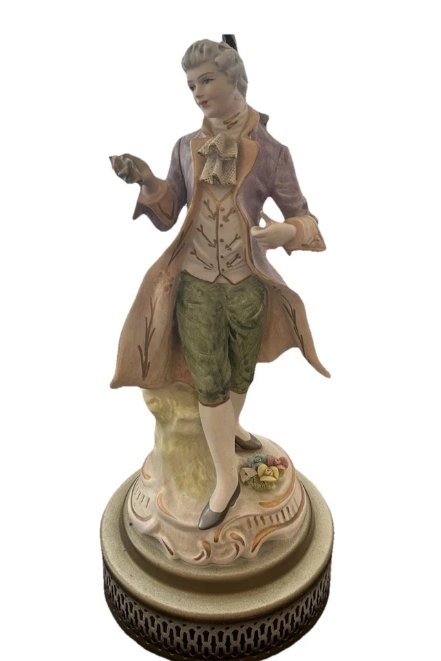 Vintage Rococo Porcelain Figurine - Elegant Aristocrat Style Lamp Kitschy - Image 4 of 4