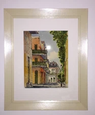 Vintage Original Watercolor Martin Neeld -Pirate's Alley New Orleans Mid Century