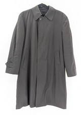 London Fog Black Vintage Faux Fur Lined Classic Trench Coat Mens 38 Short