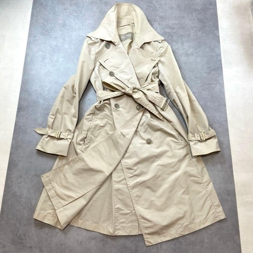 Max Mara Rainwear Double-Breasted Trenc Coat for Women, Cotton, Beige, Size S