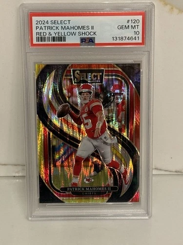 2024 PANINI SELECT PREMIER RED & YELLOW SHOCK #120 PATRICK MAHOMES II PSA 10