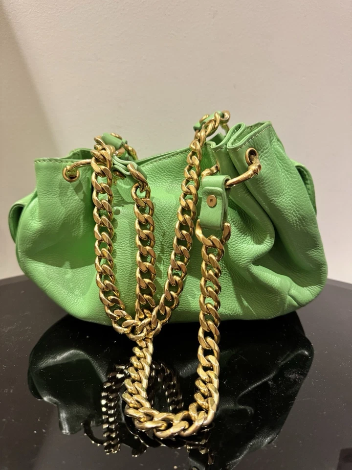 Juicy Couture Vintage Green Leather Bag Gold Chain Handles - Image 2 of 4