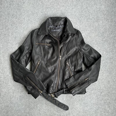 MARC O POLO Damen Jacke Biker Gr 36 Lederjacke Motorrad Leder Zip 21209 Schwarz