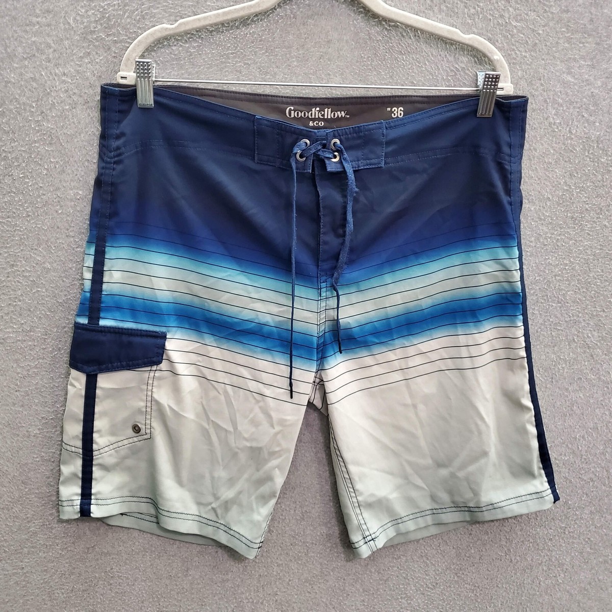 Goodfellow Men Swimwear 36 Blue Ombre Board Shorts Pockets