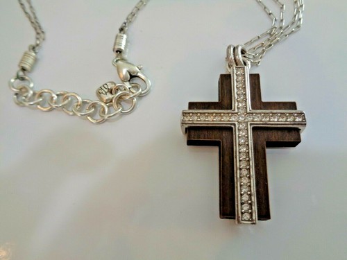 Wood Silver Cross Agape Necklace | eBay