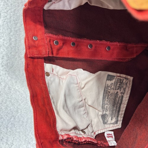 Levis Mens 501 Jeans Red 34x34 (33x32) Straight Leg Button Fly Denim 100% Cotton - Picture 6 of 13