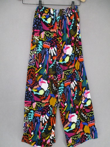 Gorman Pants Womens 6 Black Red Blue Wide Relaxed High Rise Abstract Art - Picture 8 of 16