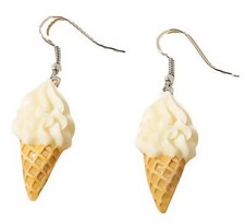 ICE CREAM CONE Food Wire Drop Earrings Jewelry Girl Fashion Accessory