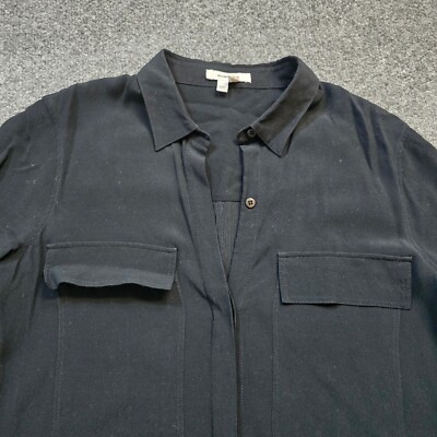 Helmut Lang Top Women XS Black Silk Lined Button Up Long