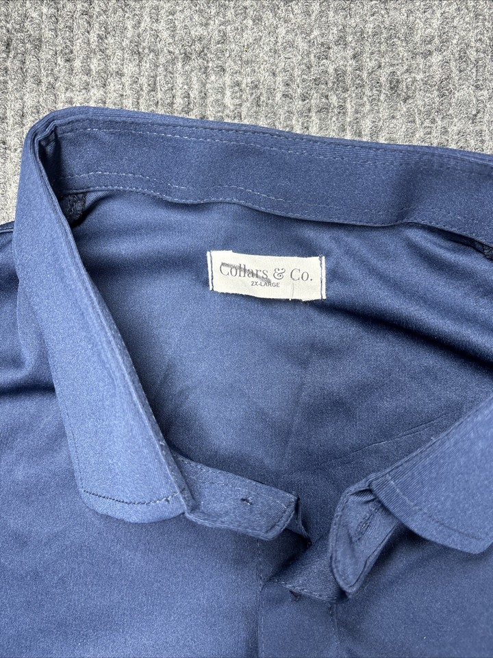 NWOT Collars and Co Collar Polo Golf Shirt Mens 2XL Dark Blue Solid