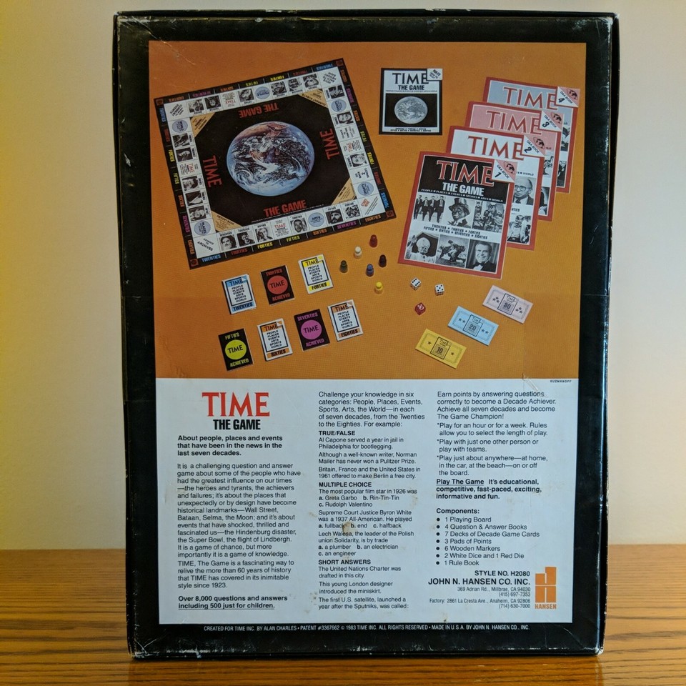 TIME magazine The Game 1983 Vintage Trivia Board Game Complete Toy | eBay