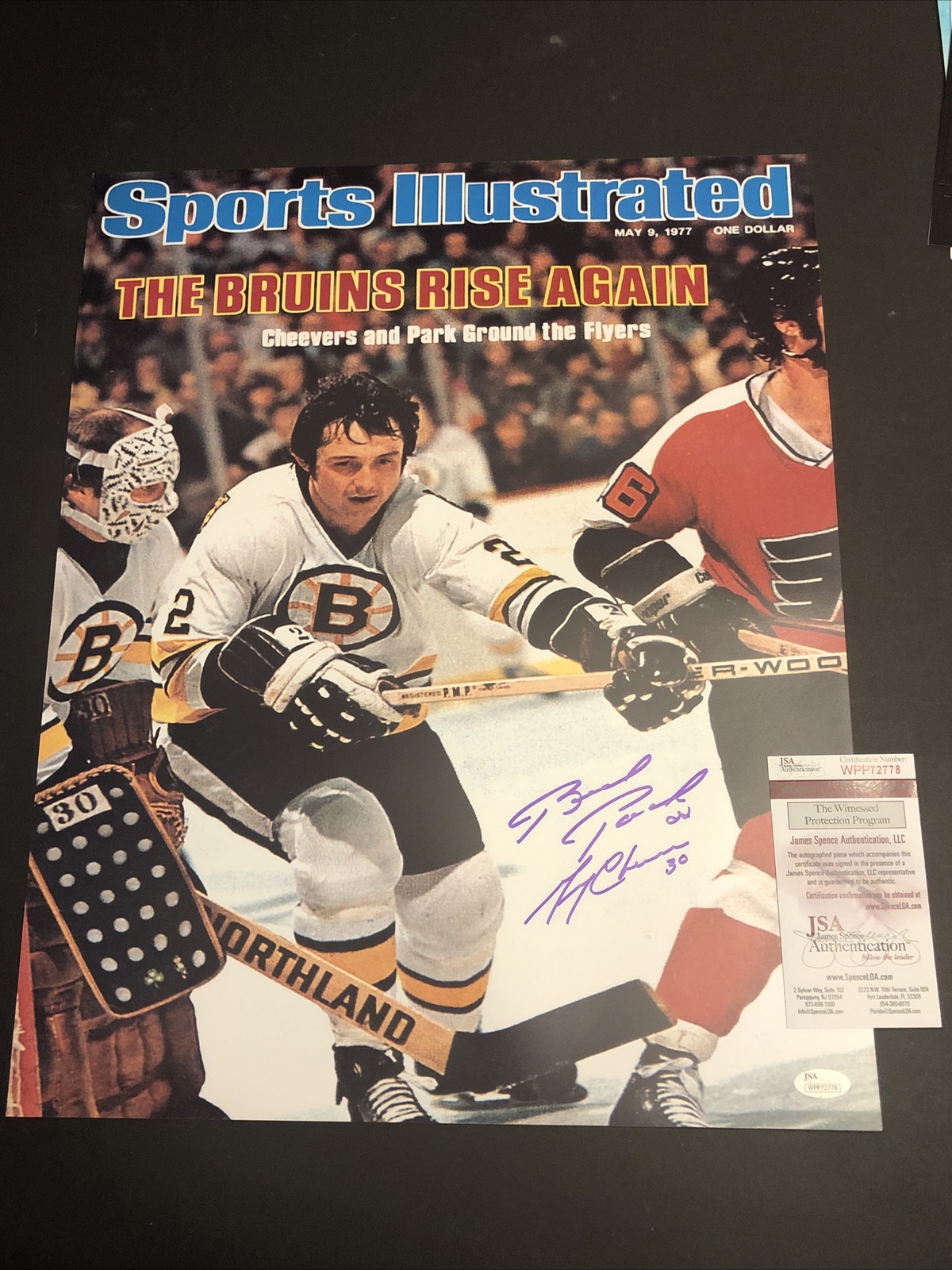Gerry Cheevers Autographed Signed Boston Bruins JSA CERTIFIED BRAD PARK SPORTS ILLUSTRATED 16x20 PHOTO 778 
