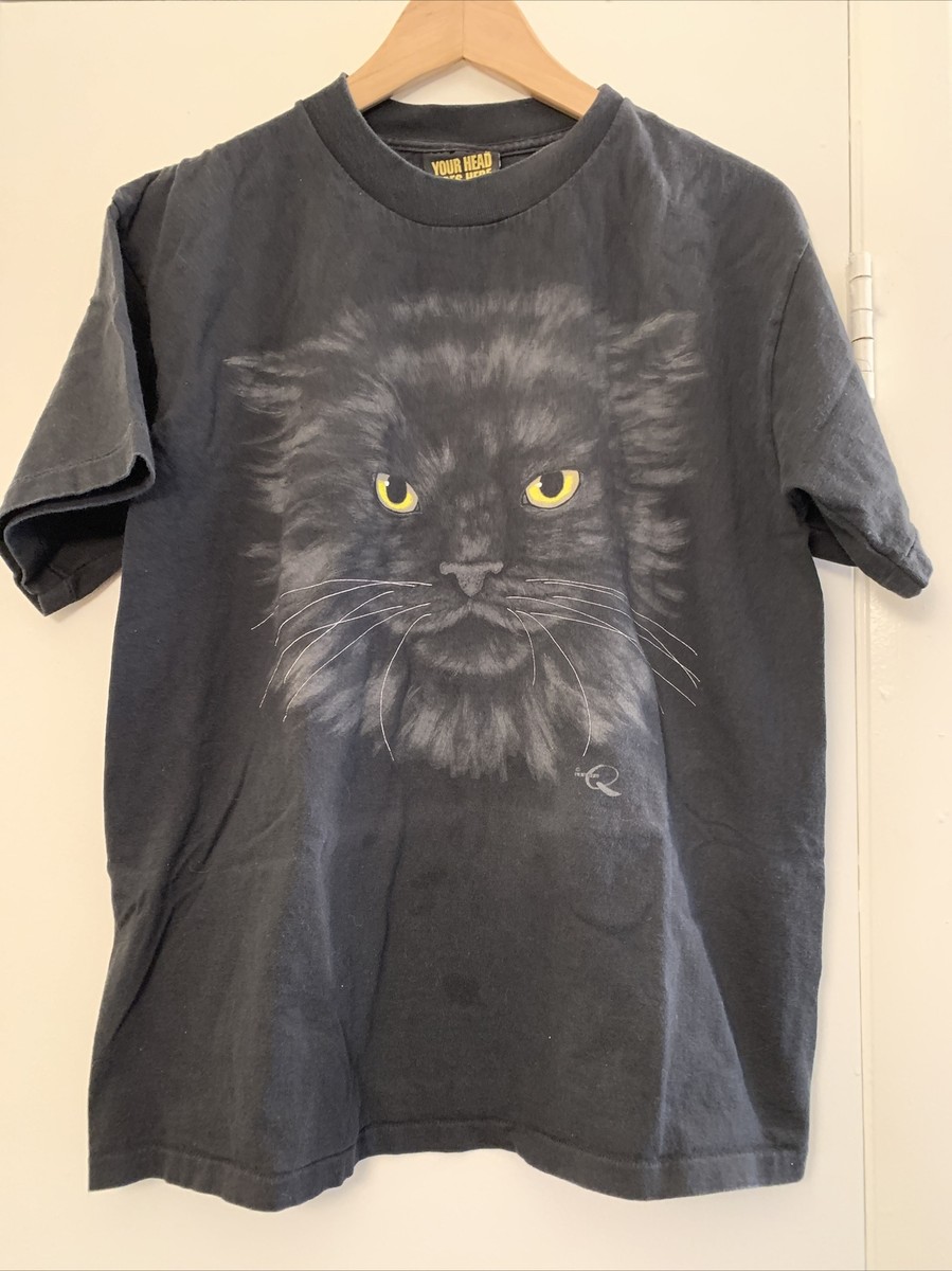 【Paragraph】25ss BLACK CAT T SHIRT VTG YOUR HEAD GOES HERE T-SHIRT Studio Q Sz Large black