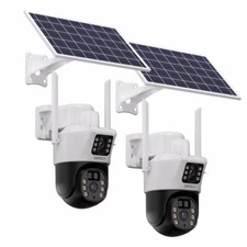 2PCS WiFi 4MP Wireless Solar Power PTZ Camera Security CCTV Surveillance Outdoor