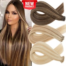 Hair Extensions Human Hair I Tip Ombre Pre Bonded Micro Ring Full Head THICK 20"