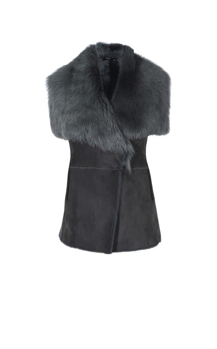 Karen Millen Rare Grey Shearling Gilet Size 10 BNWT New WB006 Winter Christmas