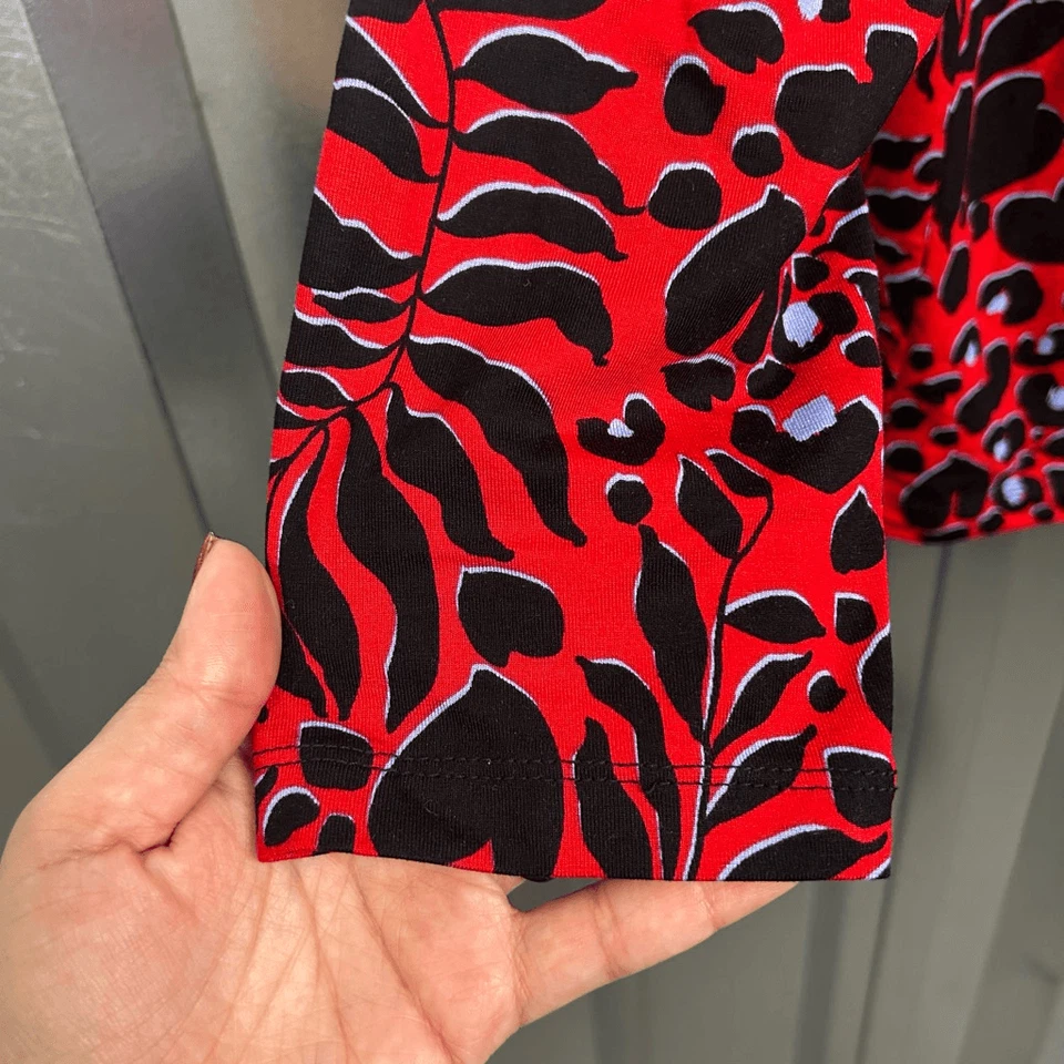 Camiseta informal para mujer Chico con estampado de leopardo rojo cuello falso talla 3 (XL) Foto 4 de 4