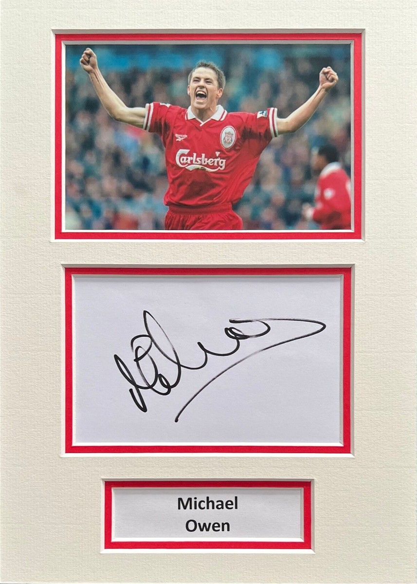 Michael Owen Hand Signed A4 Mounted Photo Display Liverpool