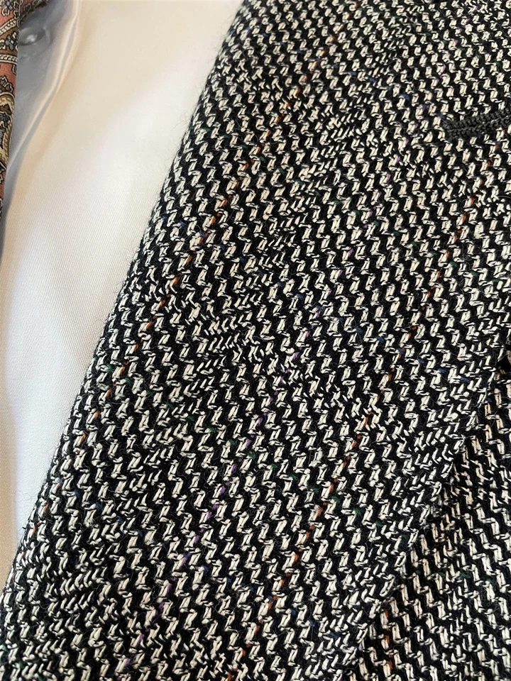 Blazer De Colección Austin Reed 44L HECHO EN EE. UU. Gris Cuadros Gran Bretaña Tweed Doble Pecho Foto 3 de 4