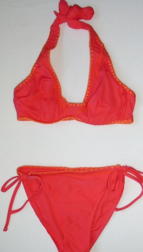 Figleaves Rene Bikini Set U/W Neckholder 32D & seitlich gebunden Slip Größe 8 neu Etikett neu mit Etikett