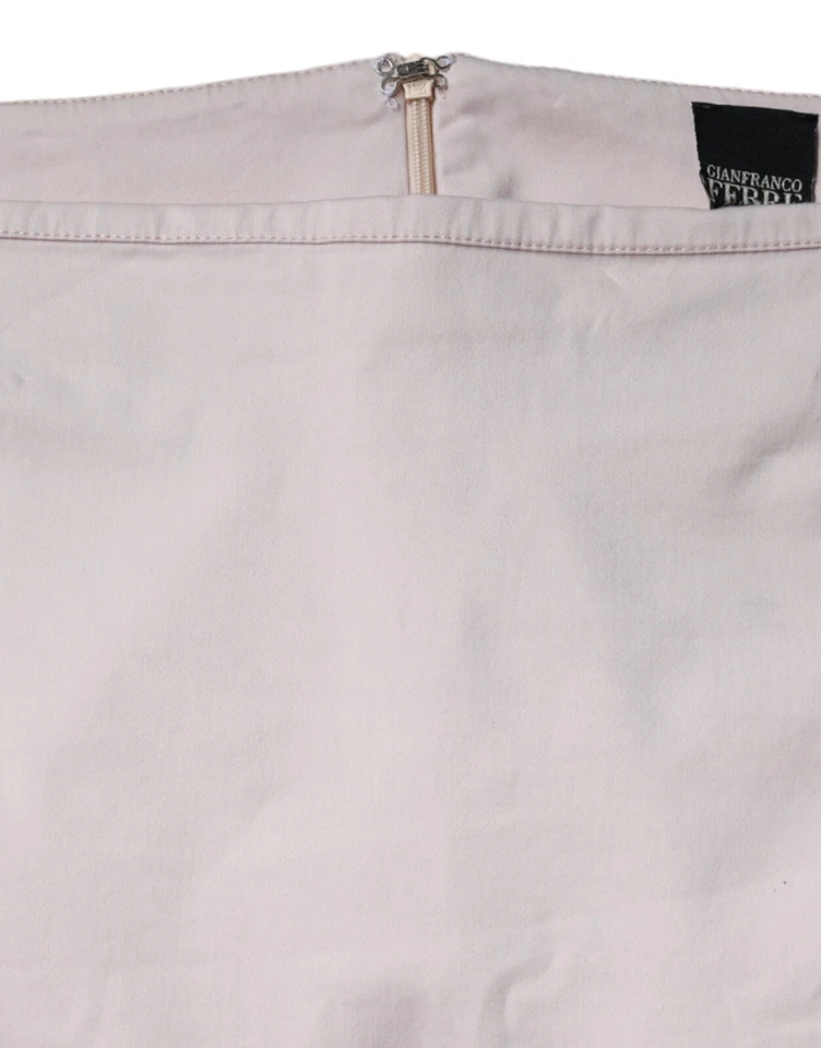 Falda GIANFRANCO FERRE Beige Algodón Elastizada Cintura Media Corte Lápiz IT46/US12/XL Foto 4 de 4