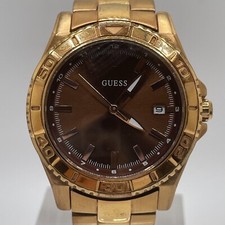 Guess Womens Watch Date 36mm Gold Tone Case Band Brown Dial W0469L1 Quartz