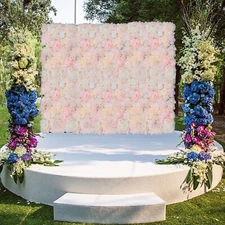 6Pcs Flower Wall Panel Floral Backdrop Decoration Silk Rose Wall for Wedding