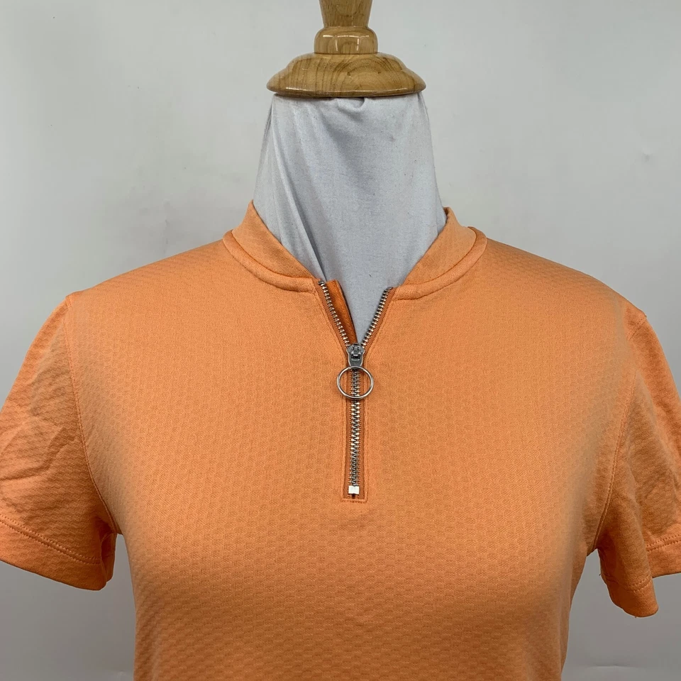 Camisa Nike Para Mujer S Pequeña Naranja Estándar Dri Fit Cuarto Cremallera Golf Top Atlético Foto 3 de 4
