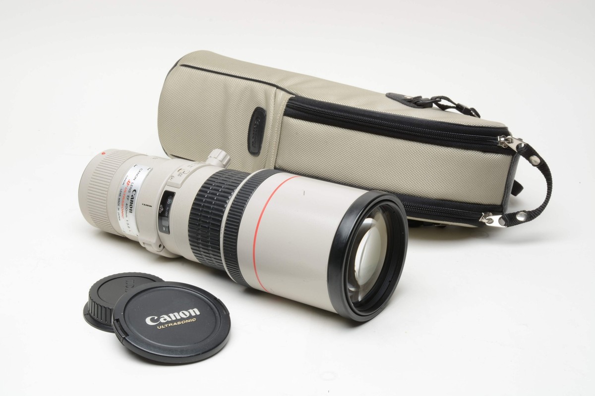 Canon EF 400mm f5.6L USM Telephoto lens, collar, case, caps Canon EF 400mm f5.6L USM Telephoto lens, collar, case, caps