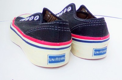 Vintage 1950s Dead stock Black Canvas Lo Top Uniroyal Shoes Size 1 