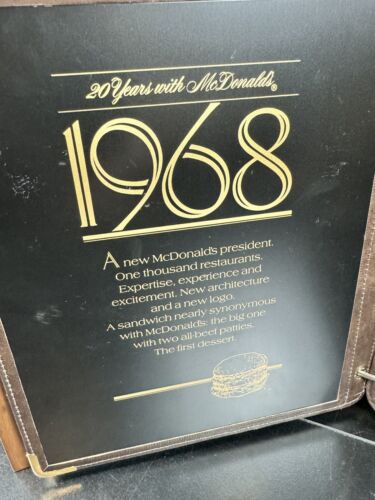 Vntg 20 Years w/ McDonald's 1967-1987 Wooden Binder Award Book Franchise Owner - Picture 6 of 24