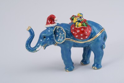 Keren Kopal Christmas Elephant Trinket Box Decorated with Austrian Crystals