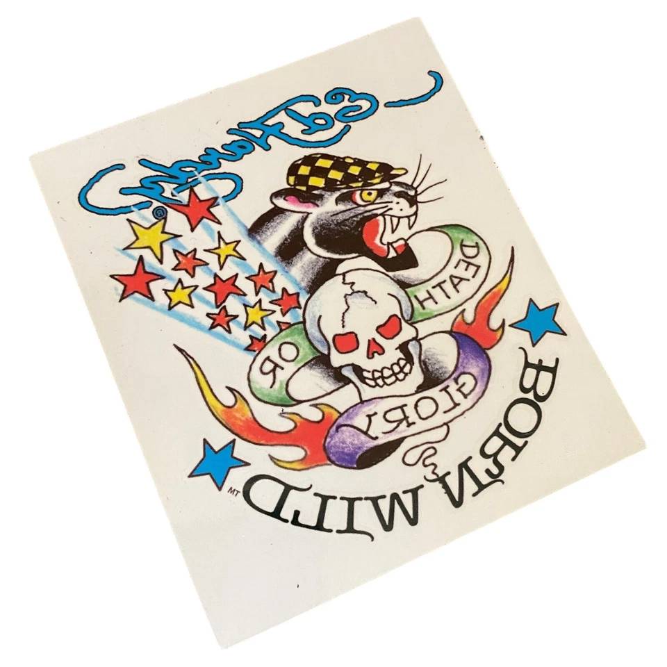 Lote de 3 Tatuajes Temporales Ed Hardy Nacidos Muerte Salvaje o Gloria Calavera Pantera Estrella Foto 3 de 4
