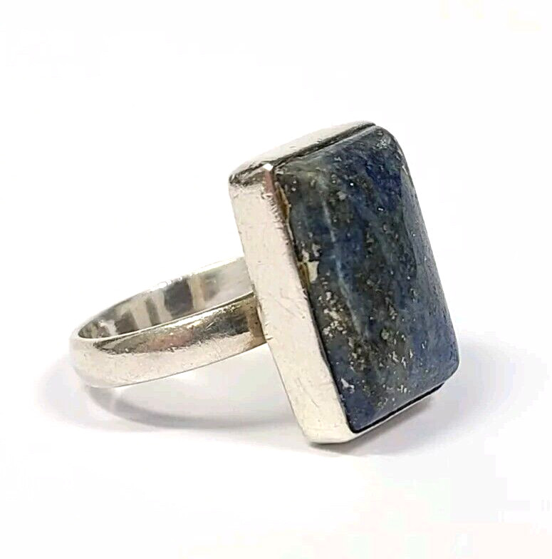 Sterling Silver Rectangular Blue Lapis Lazuli Rin… - image 2