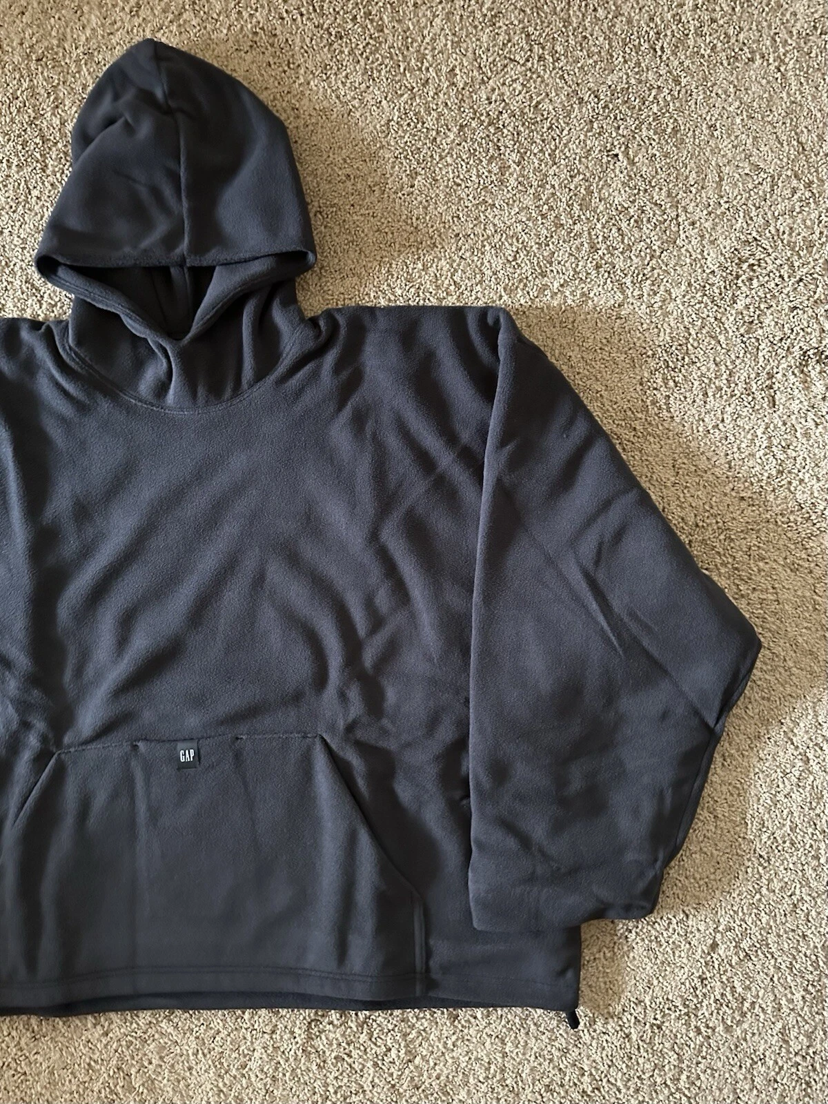 Felpa con cappuccio taglia S Yeezy Gap Balenciaga oversize pile polare nera doppio strato nuova