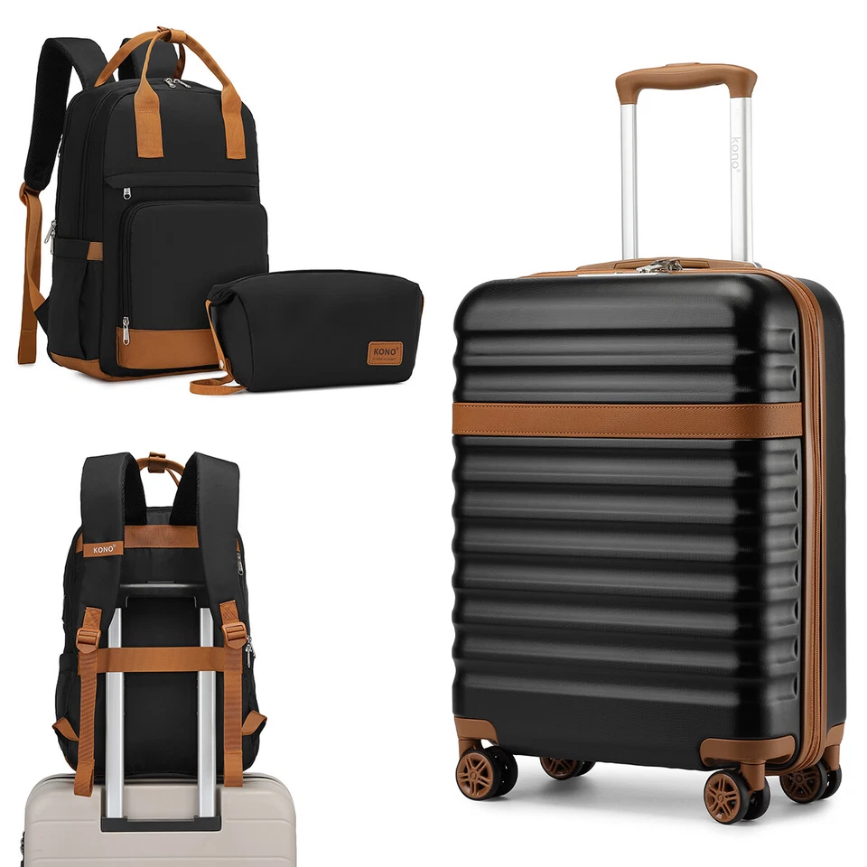 MARKENLOS 20 Zoll ABS+PC Handgepäck Hartschalenkoffer 4-Rader Trolley koffer+Kabinentasche