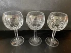 3 Vintage WATERFORD Crystal LISMORE Balloon Wine Goblets Glasses 7 1/8" Ireland
