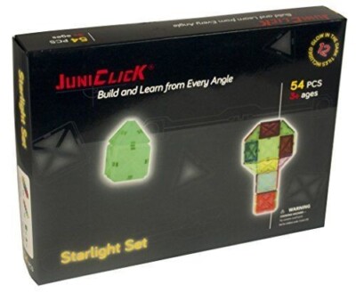 JuniClick Translucent Magnetic Building Tiles, 54 Piece Starlight Set