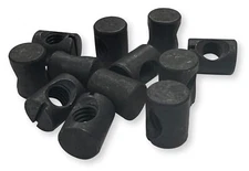 5/16"-18 Cross Dowel Slotted Barrel Nuts Black Powder 5/8" Height - Set of 12