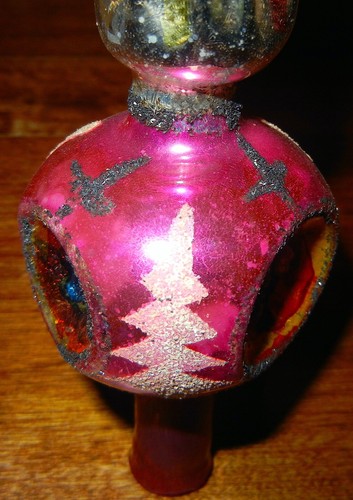 VINTAGE FANTASIA POLAND TRIPLE INDENT GLASS CHRISTMAS ORNAMENT TREE TOPPER 11" - Picture 6 of 10