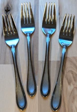 Set of Four (4) Oneida Joanne 7 1/8" Salad Forks Glossy & Frosted Stainless