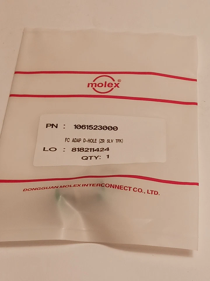 Molex Single Fiber Optic Coupler Part# 1061523000  FC ADAP D-HOLE (ZR SLV TFK) - Image 3 of 3