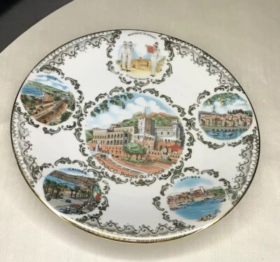 Monaco- Palais Du prince Limoges France Porcelainer Dart 9 1/2  Vintage Plate