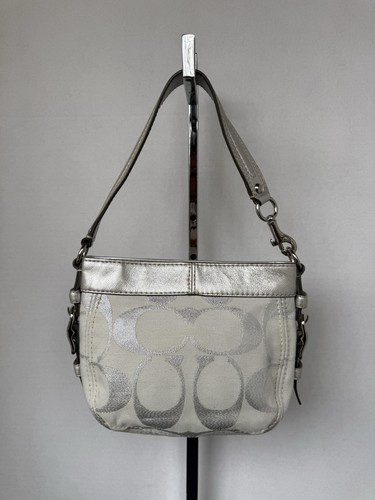 Coach Signature Zoe Mini Canvas Hobo Bag Silver/Cre… - Gem
