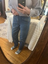 🔥Rare Vintage Zena Jeans Size 11 High Waist Denim Pinstripe Whiskers! USA Made!