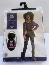 Zombie Punk Halloween Costume AMSCAN Girls Medium 8-10 2 piece pink purple black