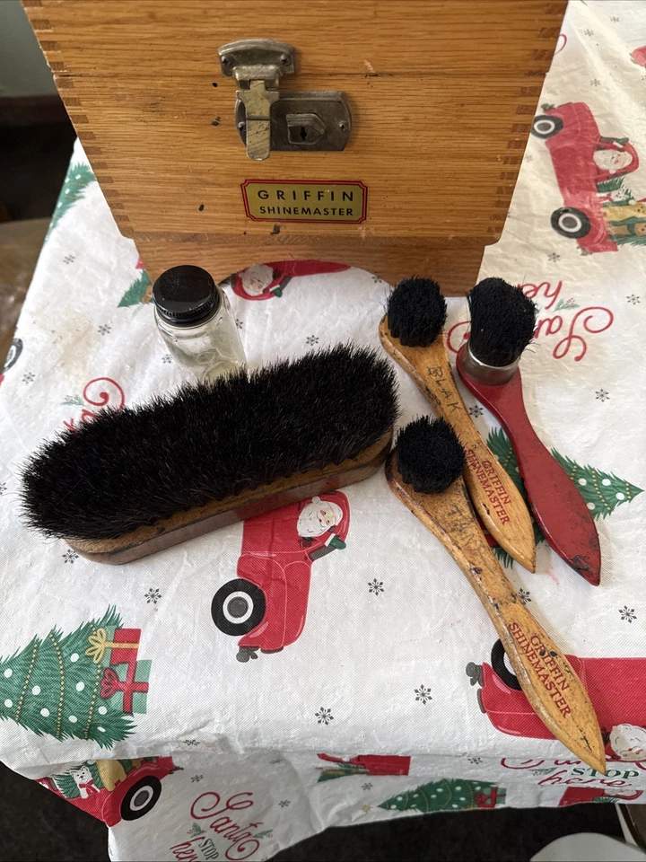 Caja de madera de roble Griffin ShineMaster Shoe Shine de colección - Usada muy buen estado Foto 2 de 4