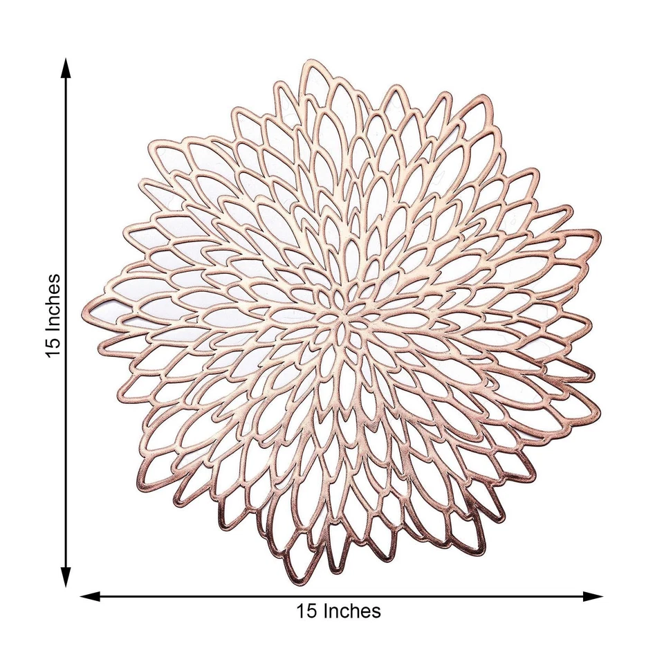 6 manteles individuales redondos de vinilo con flores de dalia de 15" de ancho decoraciones de fiesta boda Foto 2 de 4