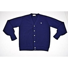 Vintage Sweater IZOD Cardigan Size M 70s Navy Blue Bird Crest Cobain Special